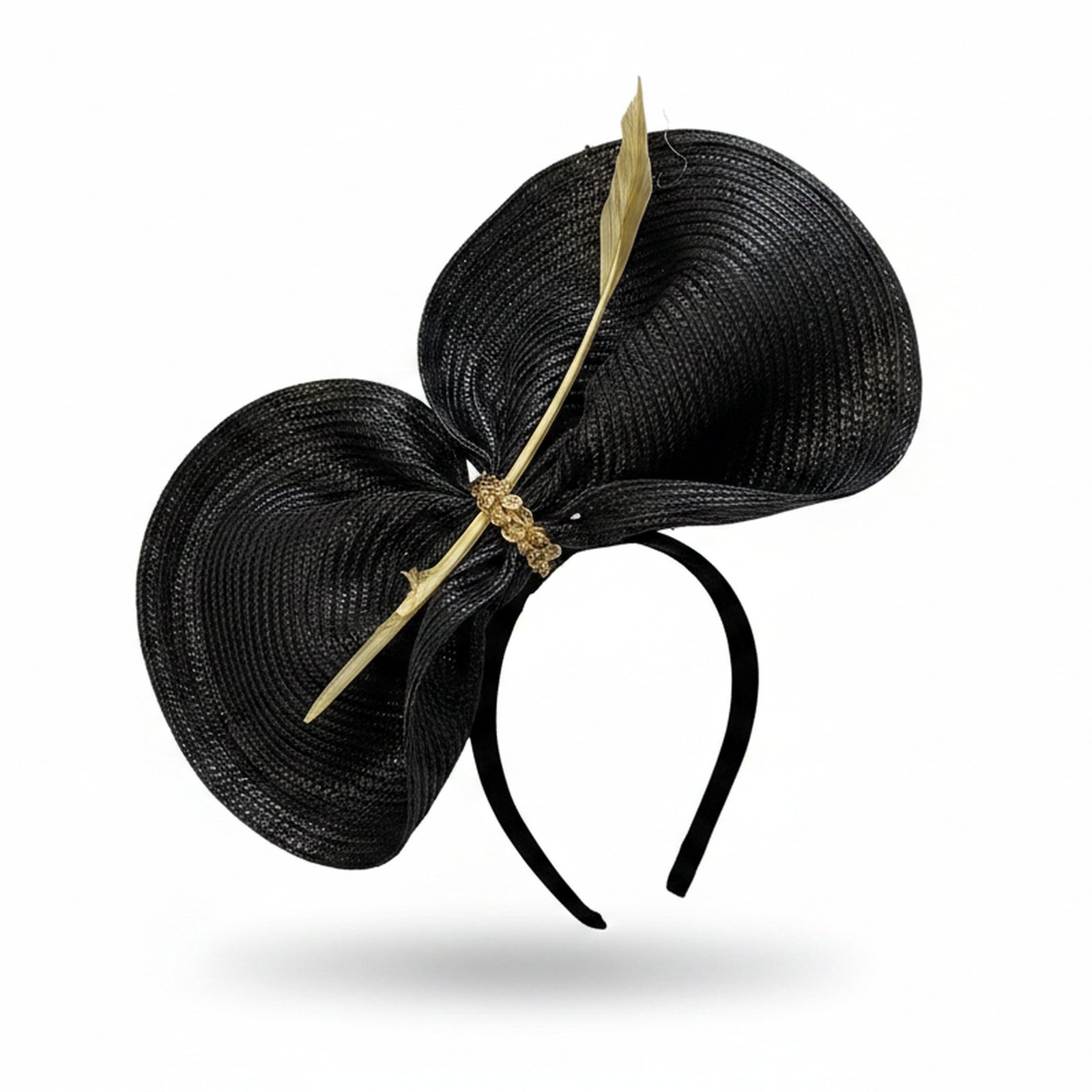 Bow Fascinator Headband — Black & Gold