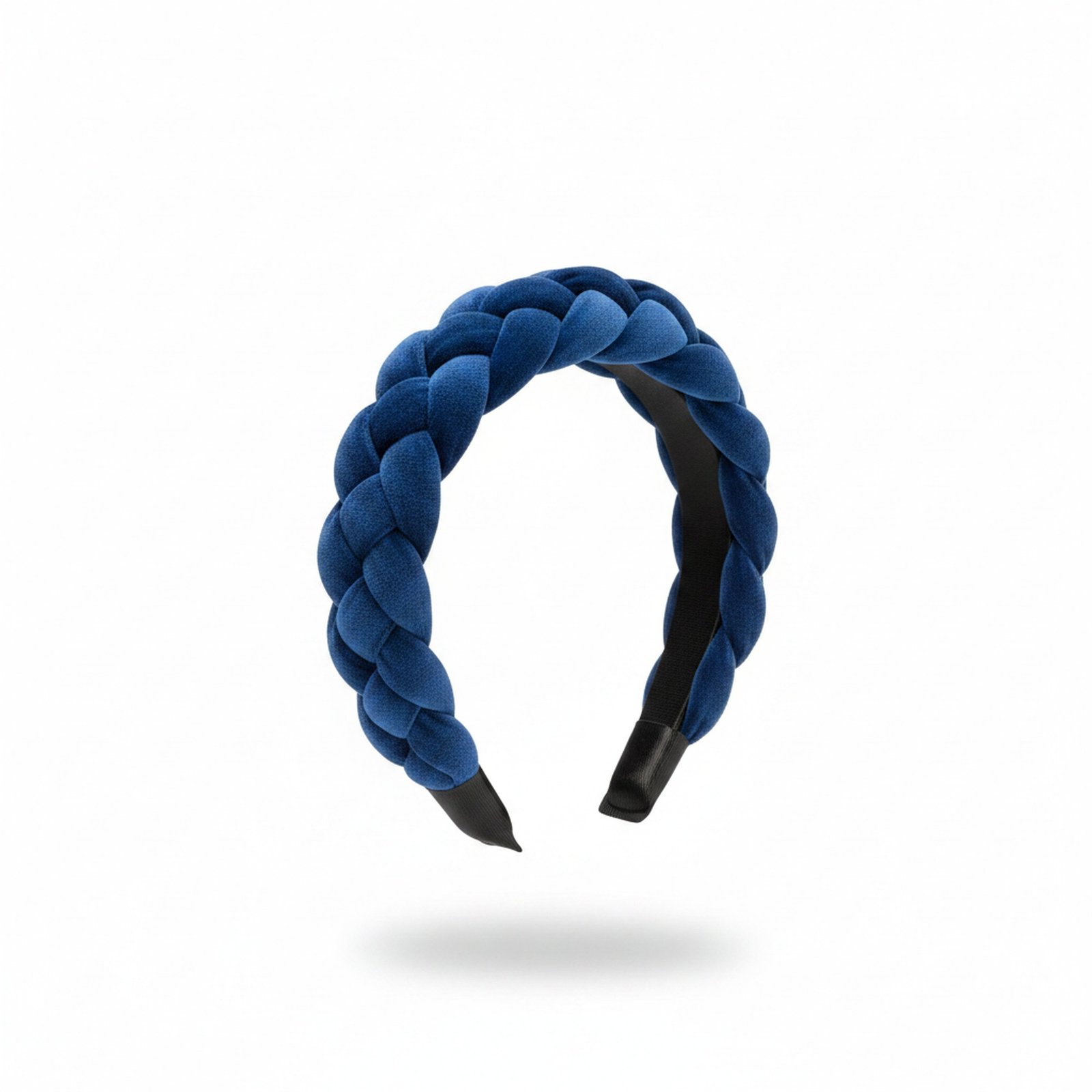Braided Velvet Headband — Navy
