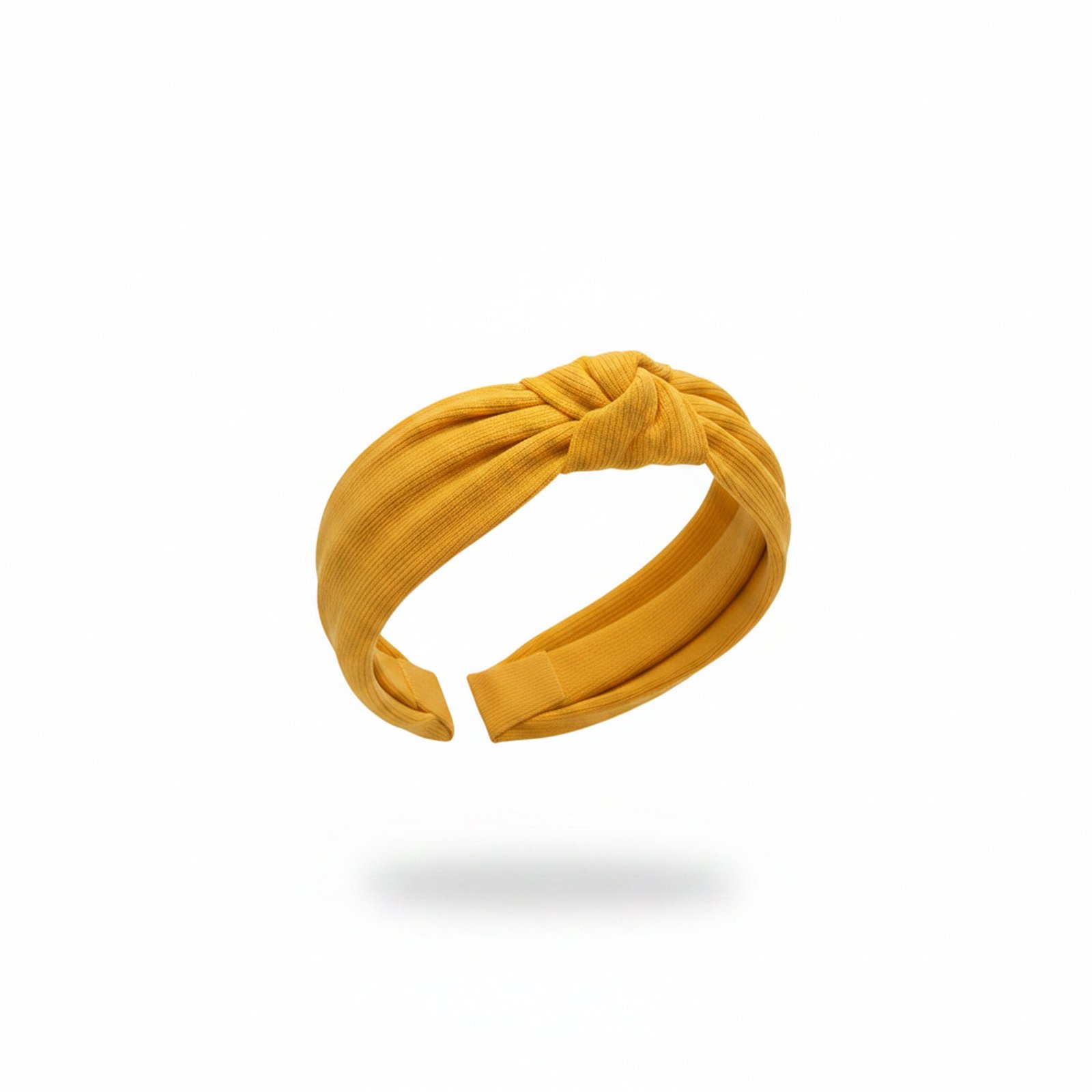 Knotted Ribbed Headband — Mustard