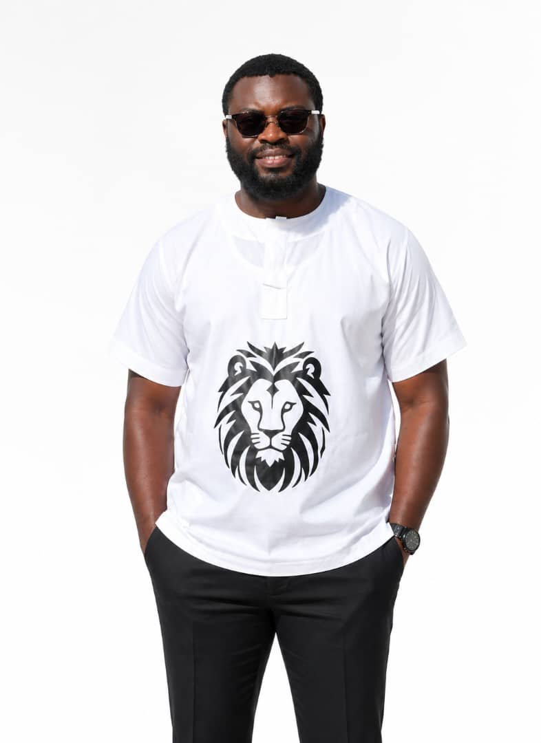 Lion Print Kaftan - White Tunic