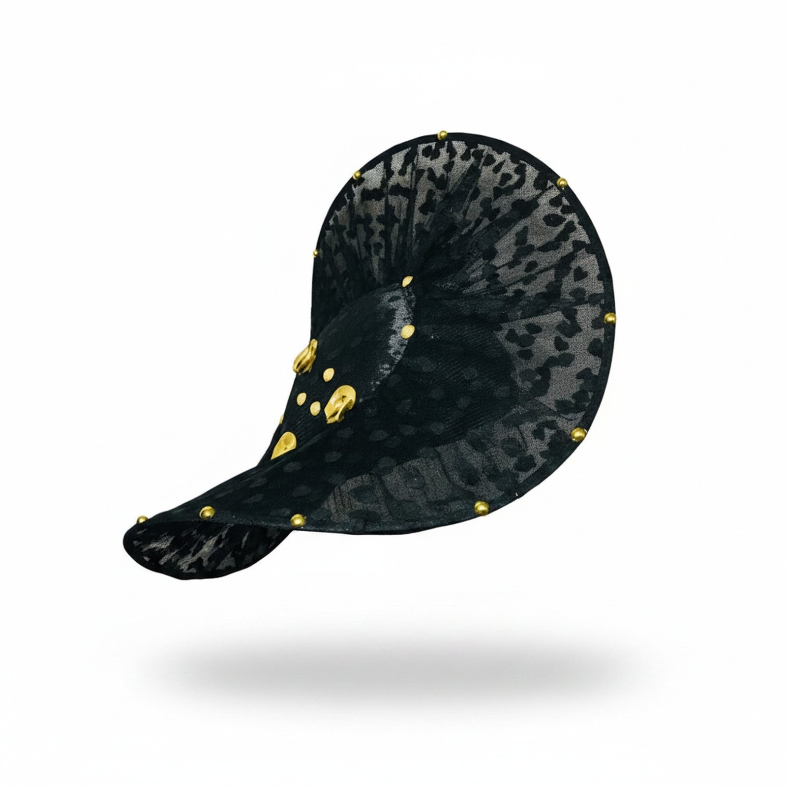 Studded Mesh Fascinator — Black & Gold