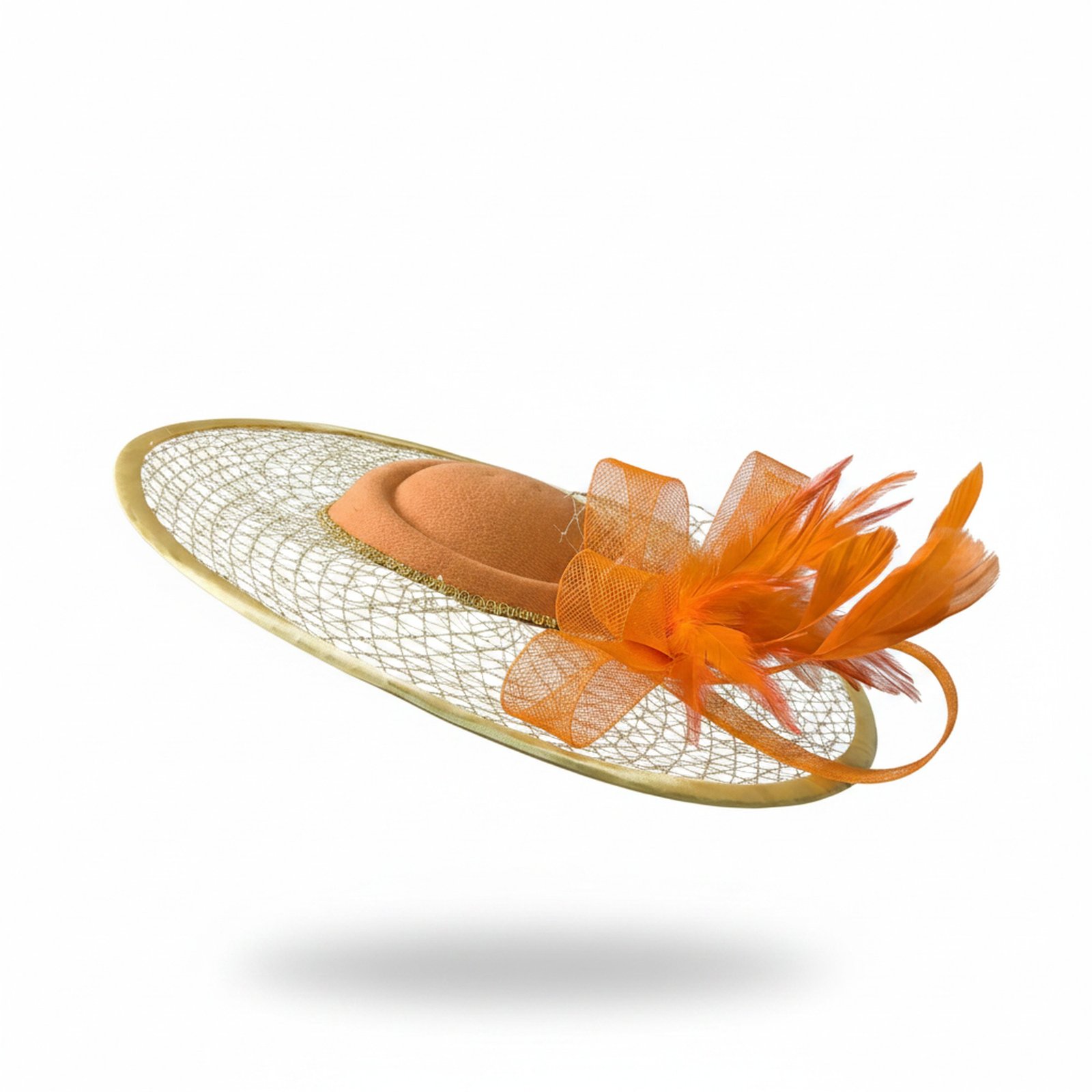 Wide-Brim Disc Fascinator — Orange