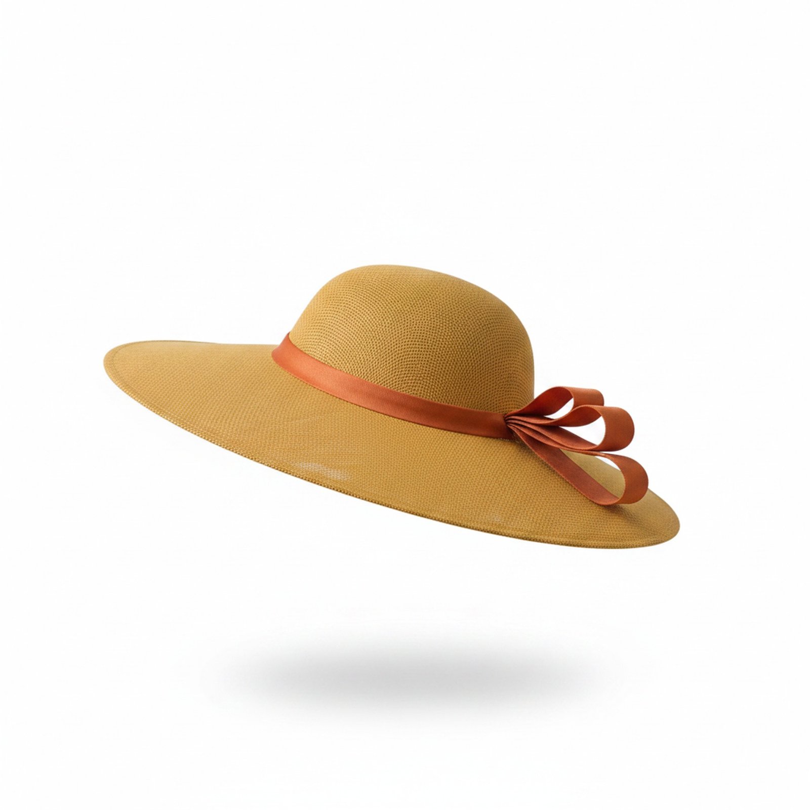 Wide-Brim Sun Fascinator — Mustard