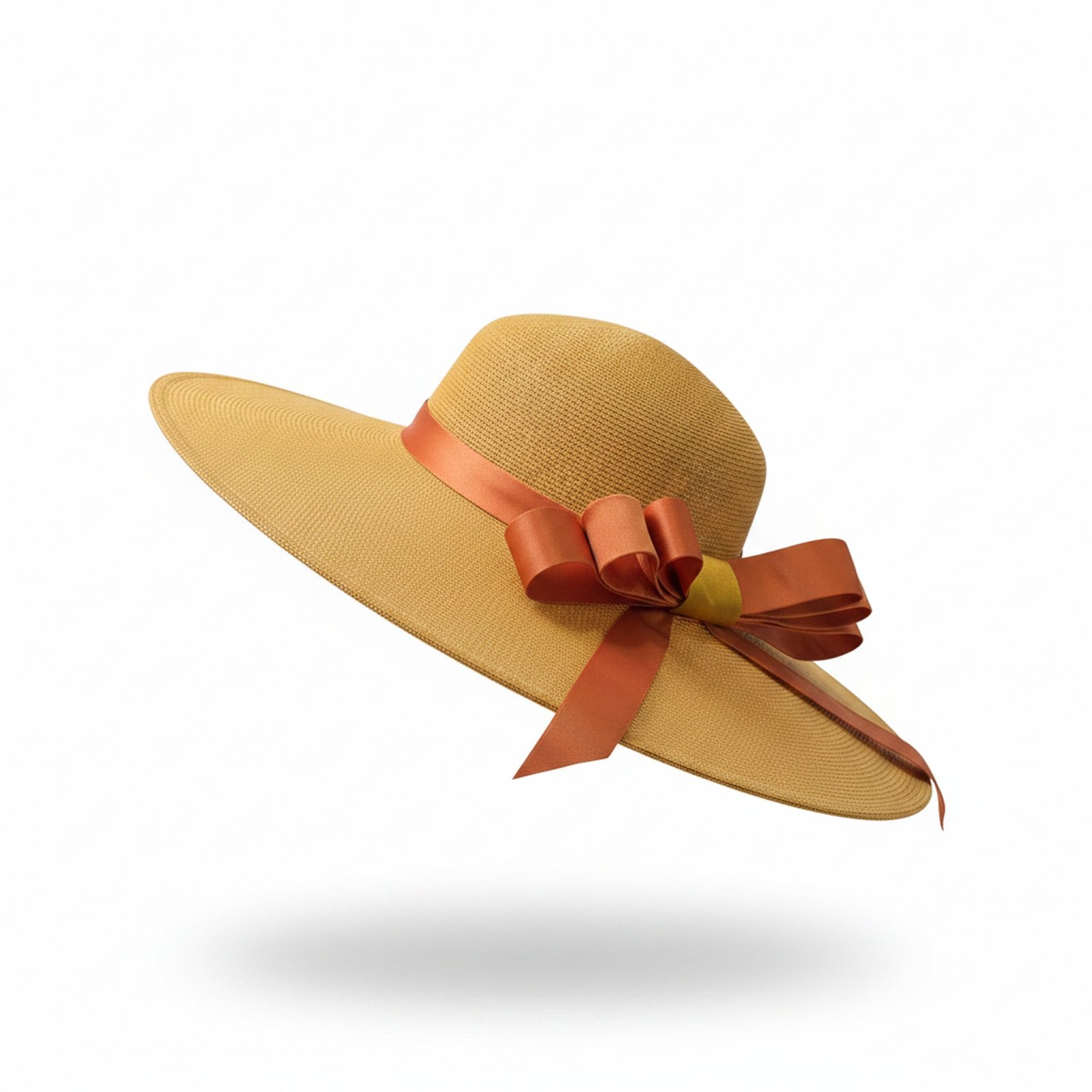 Wide-Brim Sun Fascinator — Tan